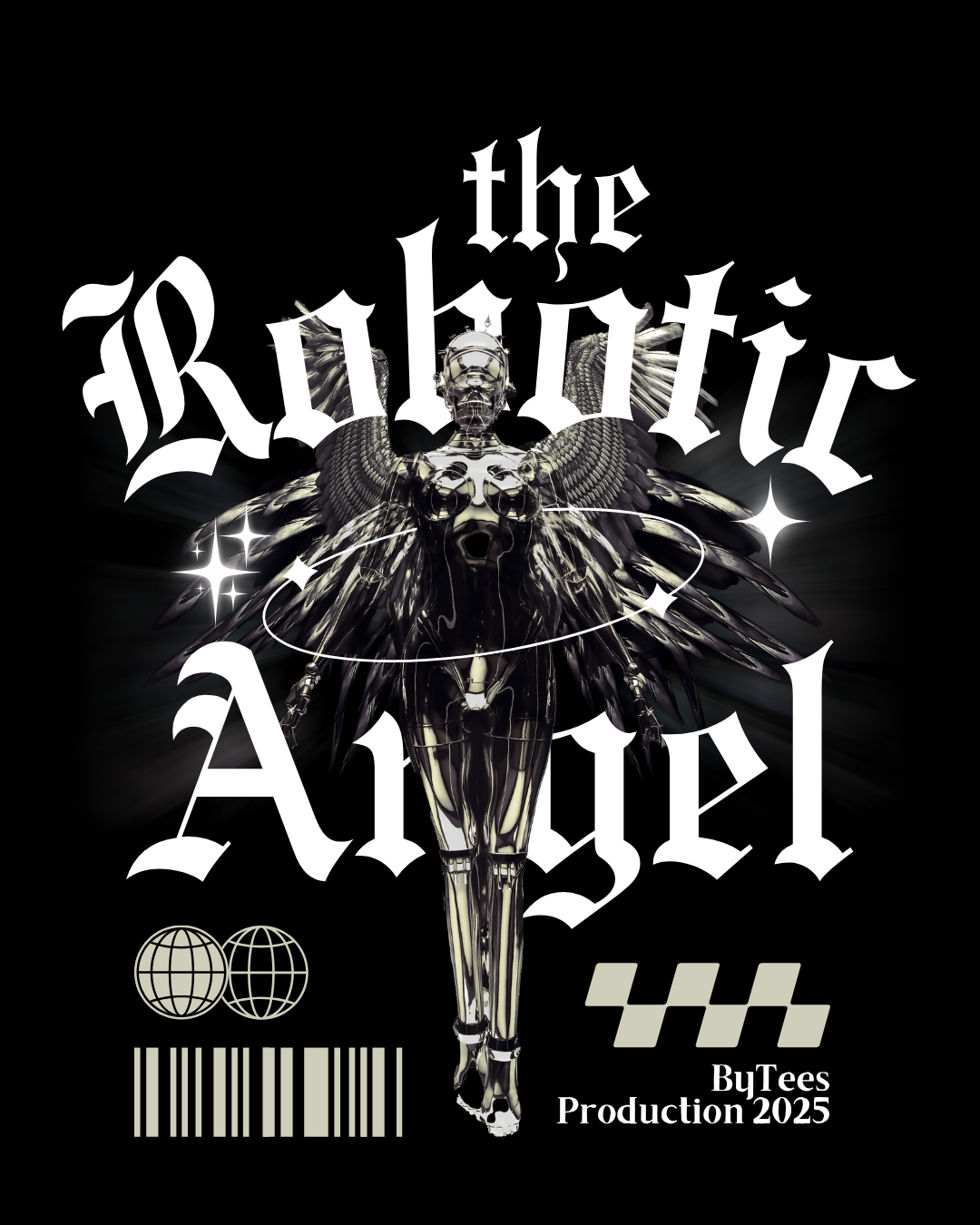 Camiseta Oversized Streetwear Robotic Angel