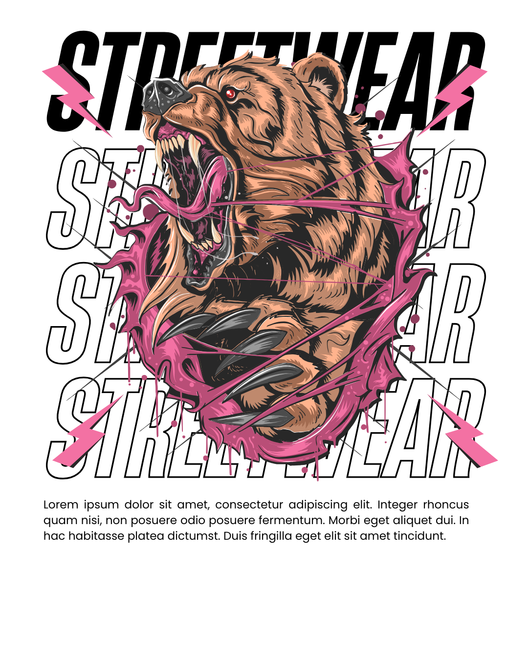 Camiseta Bear Streetwear Oversized